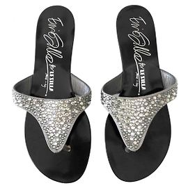 Sandali Le Silla Enio Silla in pelle nera con cristalli Swarovski