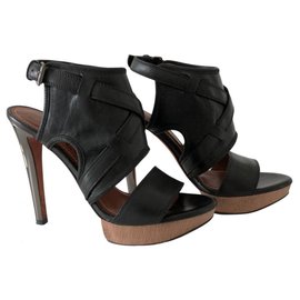 Lanvin Black Leather High Heel Sandals
