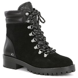 Stivali con lacci Coach Lorren Chain in pelle e scamosciato nero
