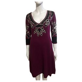 Temperley London Kaschmirkleid Bordeaux Schwarz Weiß