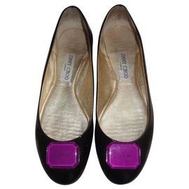 Zapatillas de ballet Jimmy Choo en charol negro 38.5 IT