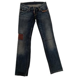 Jean Dsquared2 en denim bleu avec détails en cuir