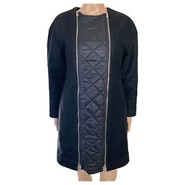 Abrigo de lana negro Sonia Rykiel con cremalleras