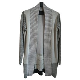 Gestuz langer Maxi Strickjacke Mantel Schwarz Grau