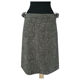 Falda midi Agnès b. de lana de cordero Gris Multicolor