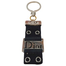 Christian Dior Street Schlüsselanhänger aus schwarzem Canvas