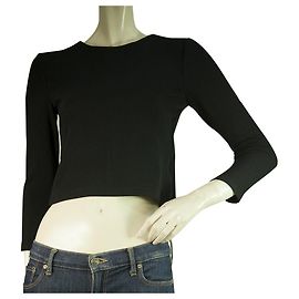 Alice + Olivia Black Viskose mit Back & Side Reißverschlüssen Kurzes Top Size XS