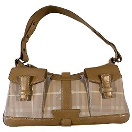 Burberry Shoulder Bag Beige Leather and Canvas