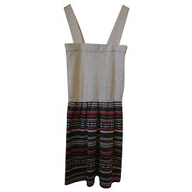 Vanessa Bruno Athe T Kleid Beige Wolle Gestreift Lurex
