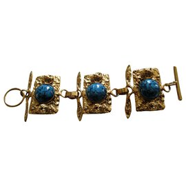 Bracciale manchette Burma in chrysocolla e metallo oro