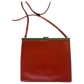 Borsa a mano Céline Clasp in pelle rossa