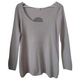 Berenice Woll und Kaschmir Pullover Beige Eulenmuster XS
