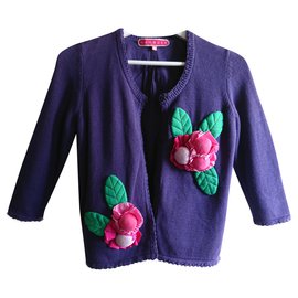 Manoush Weste aus Baumwolle Lila mit Blumenrelief