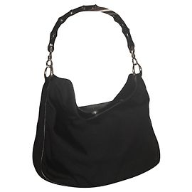 Borsa Gucci GG Hobo Bamboo in pelle e nylon nera