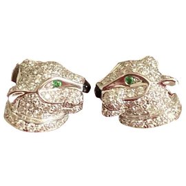 Orecchini Cartier Panthère in oro bianco smeraldo onice diamante