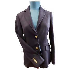 Giacca Blazer Façonnable Blu Navy in Lana con Inserti Floreali 36