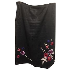French Connection Rock aus Baumwolle mit Blumenstickerei schwarz