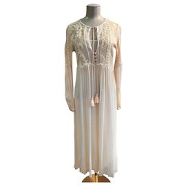 Forte Forte Kleid aus Baumwolle und Spitze Cremeweiß