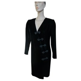 Robe en velours de viscose noire Yves Saint Laurent