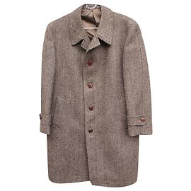 Autre Marque Abrigo Mavest de lana tweed chevron marrón