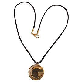Gucci Anhänger aus Silber mit schwarzer Kordel 59 cm