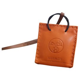 Hermès Paper Bag Charm Orange Leather