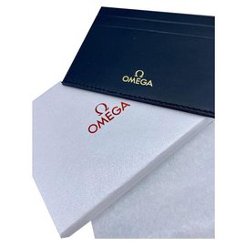 Porta carte di credito Omega in pelle nera + scatola