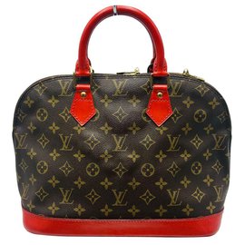 Louis Vuitton Alma Borsa Monogramma Pelle Rossa Personalizzata
