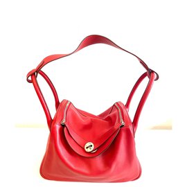 Borsa a mano Hermès Lindy 30 in pelle rossa