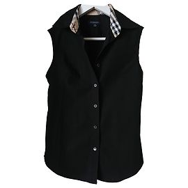 Autre Marque Blusa sin mangas Burberry London negra de algodón con cuadros