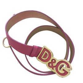 Dolce & Gabbana Gürtel aus Leder Fuchsia und Gold 75 cm