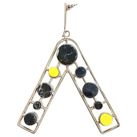Orecchini Dior Shade de Dior in Palladio con Marmo Nero e Giallo