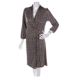 Noa Noa Kleid Braun und Schwarz Baumwolle Lyocell L
