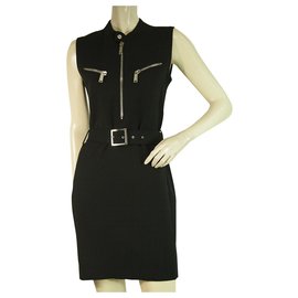 Dsquared2 DSquared DS2 Ärmelloses schwarzes Wollstrick-elastisches Minikleid Größe M m. Reißverschlüsse