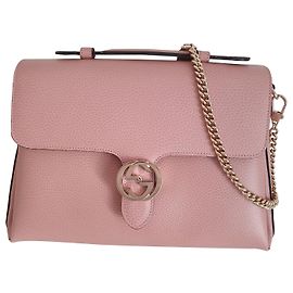 Gucci Interlocking G Borsa a tracolla in agnello rosa