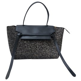 Marsupio Céline Classic grande in tweed e pelle nero