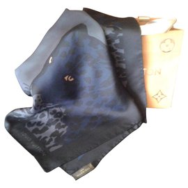 Louis Vuitton Seidentuch Blau Panther Muster 68cm