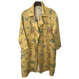 Autre Marque Abrigo largo D.T. YAVI Amarillo con Estampado Étnico en Lino Talla 36