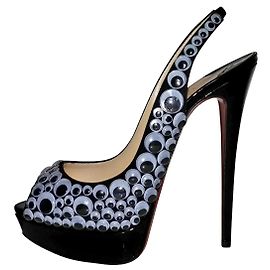 Sandales Christian Louboutin Deja Vu Lady Peep en vernis noir
