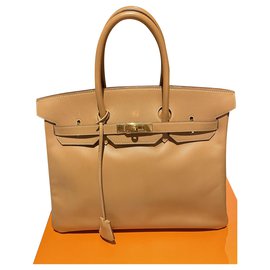 Hermès Birkin 35 in pelle Naturelle Courchevel con dettagli in oro