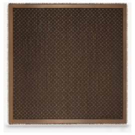 Sciarpa Louis Vuitton Monogram Shine marrone seta e lana