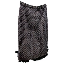 Falda Louis Vuitton de lana negro rosa beige bronce