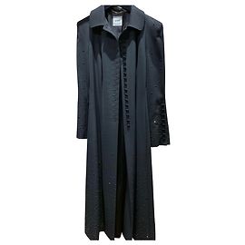Abrigo largo Moschino negro de algodón y viscosa
