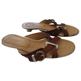 Mules Hogan in pelle oro cognac taglia 40