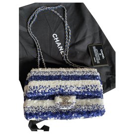 Chanel Parade Sonderedition Weiße Pailletten Leder Handtasche