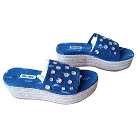 MIU MIU JEANS SABOT CON CRISTALLI
