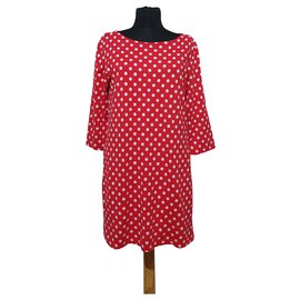Vestido Marimekko de Lunares Rojos y Blancos de Algodón