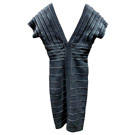 Vestido midi Herve Leger gris de rayón