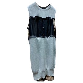 Vestido ancho Sacai negro y gris algodón M