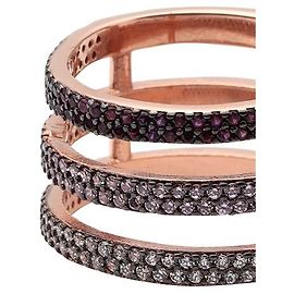 Autre Marque Anello a tripla fascia Kurshuni placcato oro rosa e zirconi